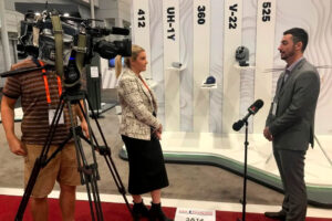 Bell Flight telling their Defence Industry story to 7NEWS Brisbane at LAND FORCES 2021.